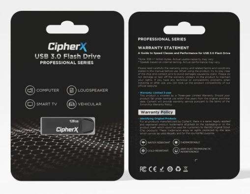128GB CipherX U10 Pro Series, USB 3.2 (150MB/s) USB Flash Drive