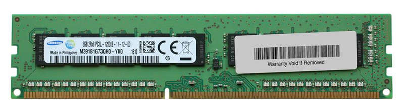 8GB Samsung, 2Rx8, DDR3 SDRAM, 240-pin DIMM, 1600MHz (PC3L-12800), CL11, 1.35V, ECC Unbuffered, M...