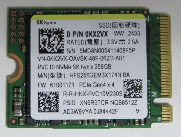 256GB SK Hynix, PVC10,M.2-2230, NVMe, PCIe Gen4x4, SSD