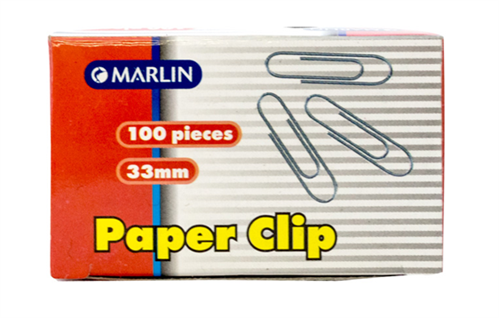 Marlin Silver 33mm Paper Clips Box of 100 Pieces- Bind And Organise Loose Papers Or Cash Together...