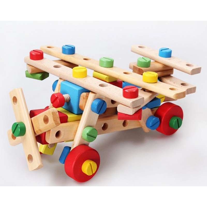 Multi-Functional Nut Combination Wooden Construction Screw and Joints Set Toy for Kids