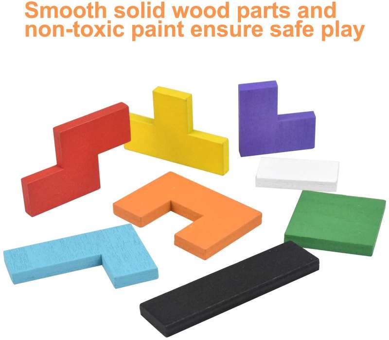 Wooden Tetris Puzzle for Kids and Adults