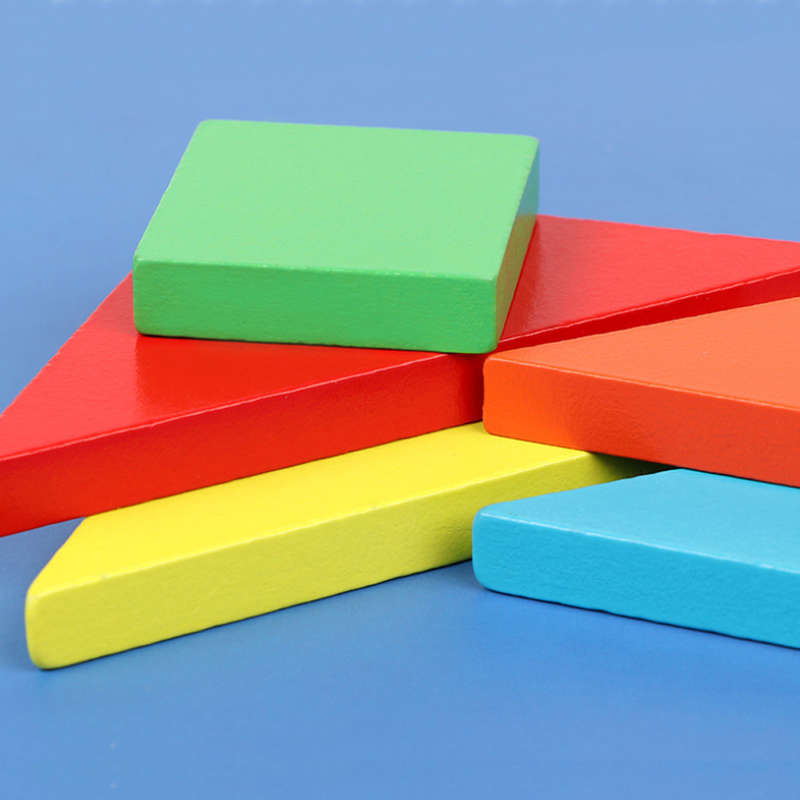 Wooden magnetic tangram puzzle with illustration book.