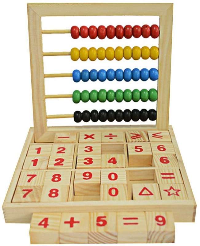 Number Operation Maths blocks with abacusWooden Abacus Children Kids Counting Number Maths Learni...