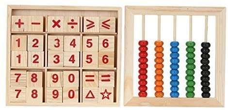 Number Operation Maths blocks with abacusWooden Abacus Children Kids Counting Number Maths Learni...