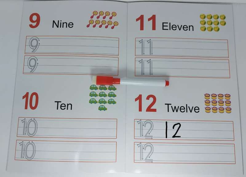 wipeable number tracing book