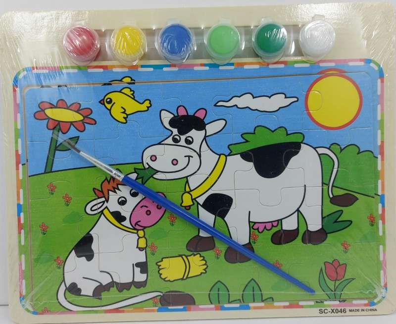 Small wooden paint puzzle