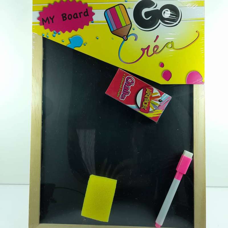 Black board with white board behind-  (A3)