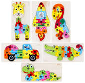 Animal / Transport jigsaw puzzle board (6 designs mixed)
