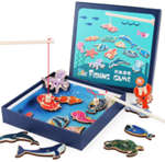 Magnetic fishing with 2 rods in container