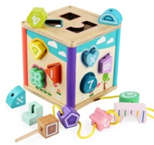 Cube shape sorting box puzzle & threading shapes matching blocks intelligent box