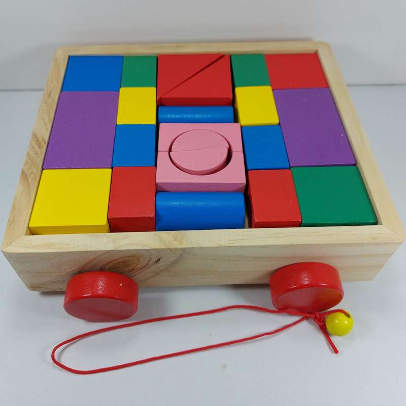 Pull along  tray with Building blocks