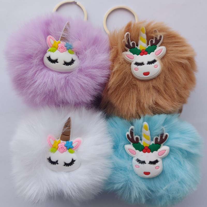 Unicorn Keyring fluffy ball