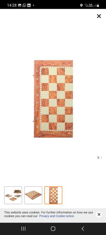 3 in 1 Wooden Foldable Board game -Chess, Draught, Checkers