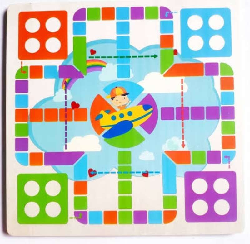 Wooden Game board Snakes and ladders with Ludo