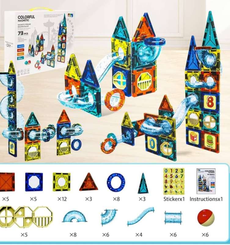 Magnetic Pipeline Building Blocks -73piece
