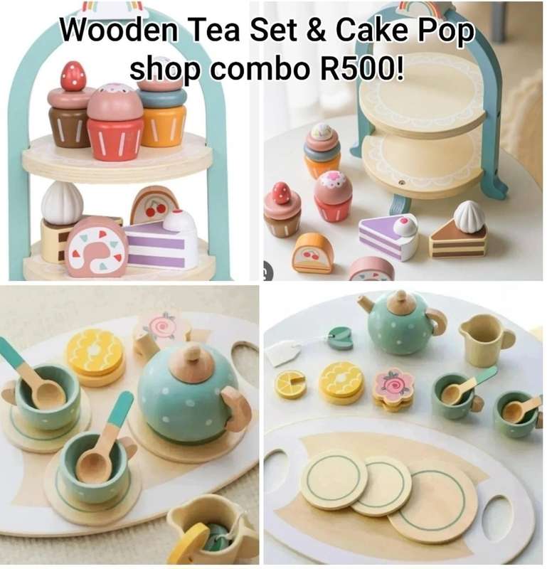 Wooden Tea set and Cake Pop shop combo
