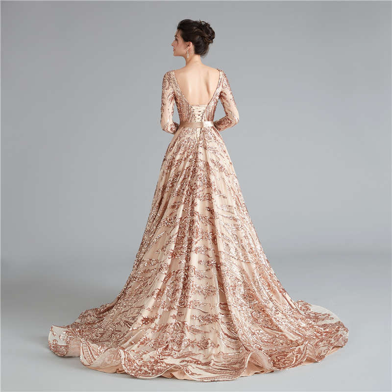 A-Line Sequence Evening Dress