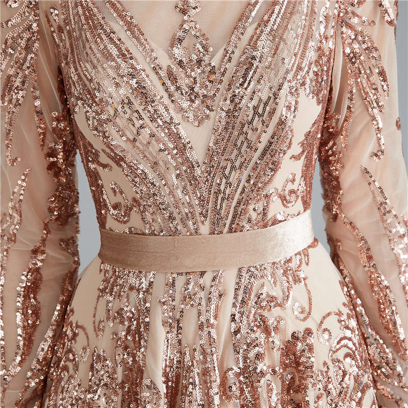 A-Line Sequence Evening Dress