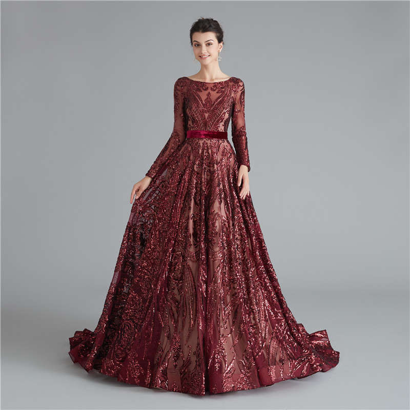 A-Line Sequence Evening Dress