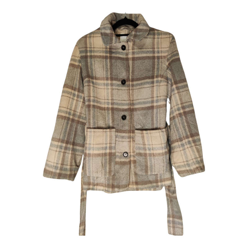 32 (S) H&M Women Beige Checkered Coat