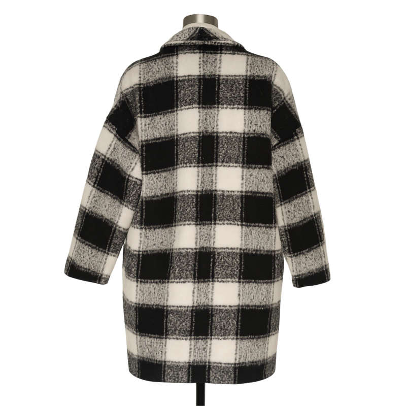 (M/L) Checkered Women Black & White Coat