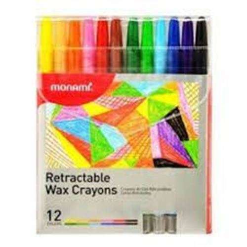 Monami Retractable Wax Crayons - 12 pack