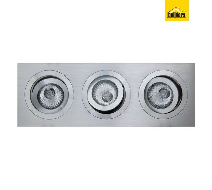 Eurolux D76 Rectangle 3 Light Tilt Downlight - Brushed Aluminium
