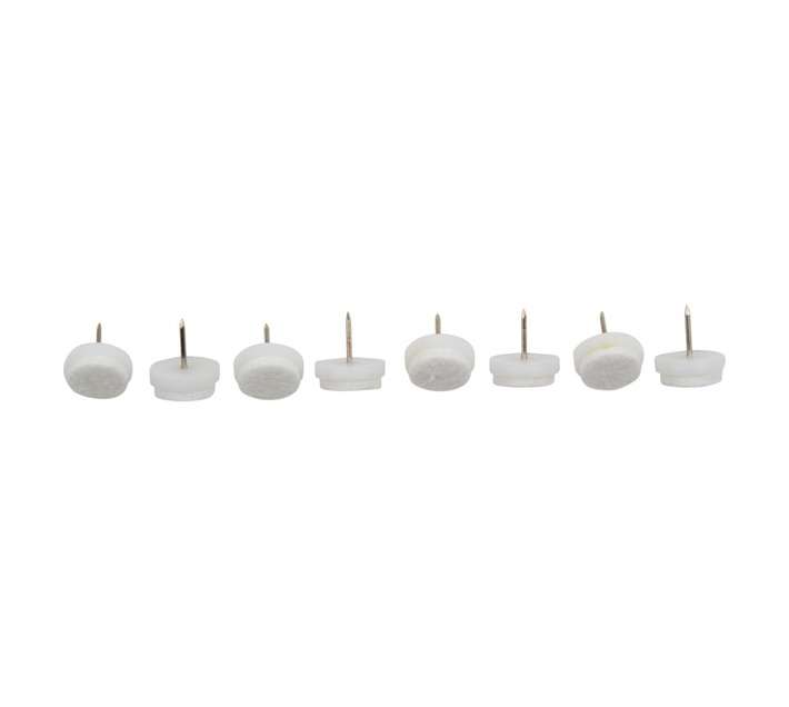 Safe Top Glides Plastic and Felt With Nail - White (20mm x 8 Pads)