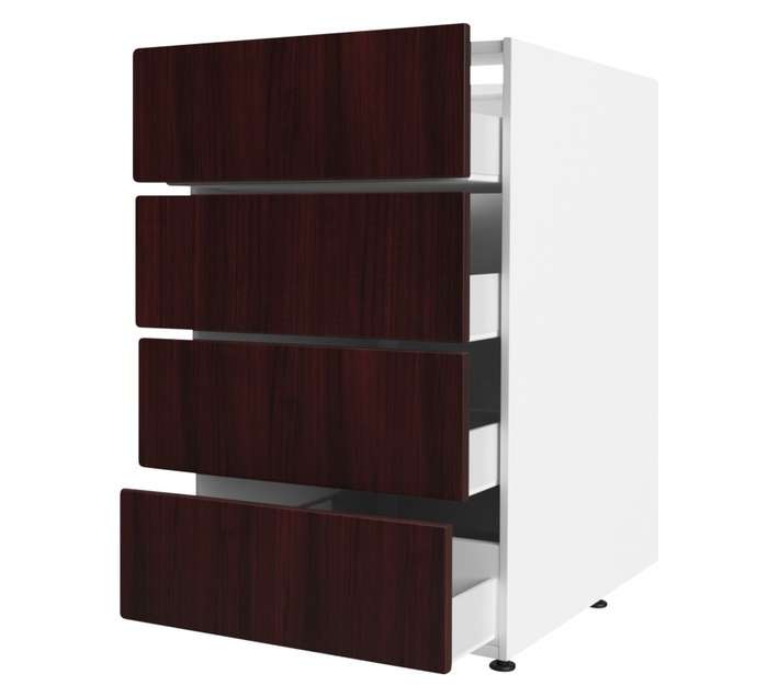 Home and Kitchen Base Unit 4 Drawer Wrap Cabinet - Mahogany (450mm)