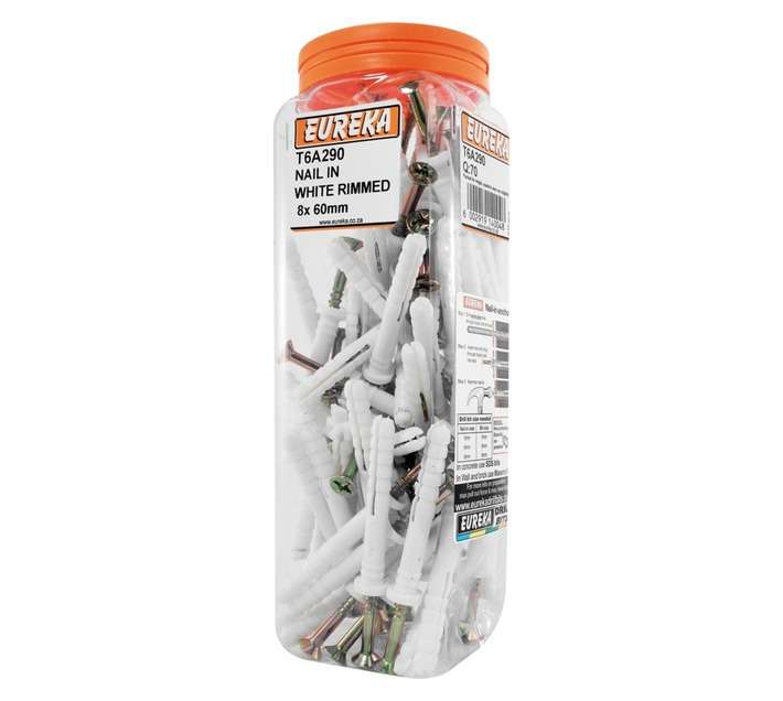 Eureka 8 x 60mm Nail In White Rimmed (Q70)