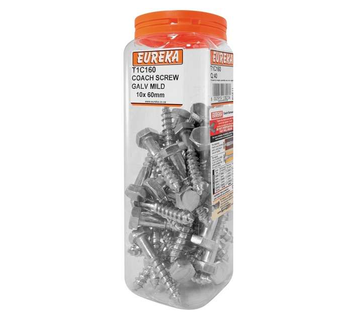 Eureka 10 x 60mm Coach Screw (Q40) Galvanised Mild