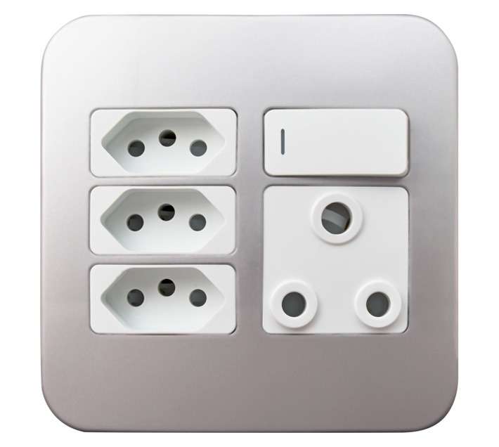 Veti Switch Plug 1x16a 3xeuro - White/Silver