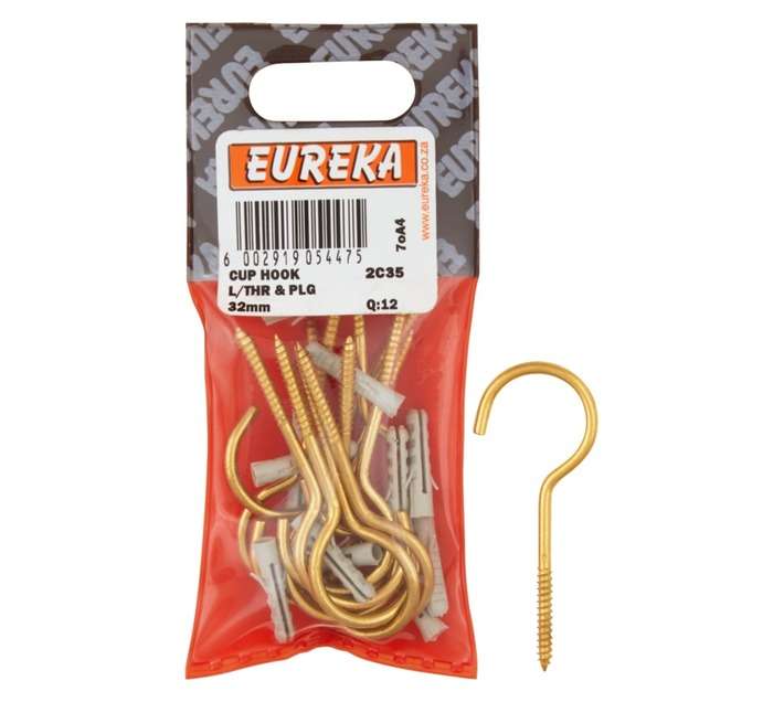 Eureka 12 x Large TH Cup Hooks and Plugs (32mm)