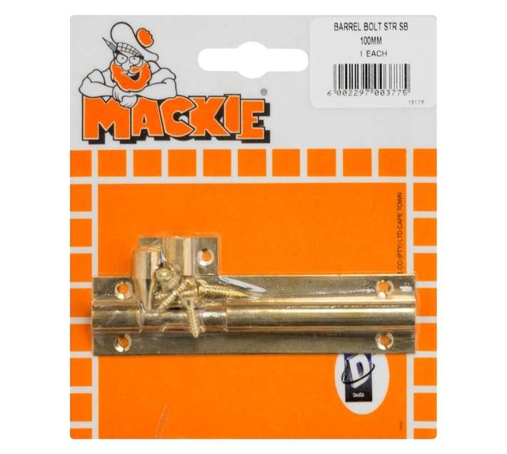 Mackie Barrel Bolt Straight - Brass (100mm)