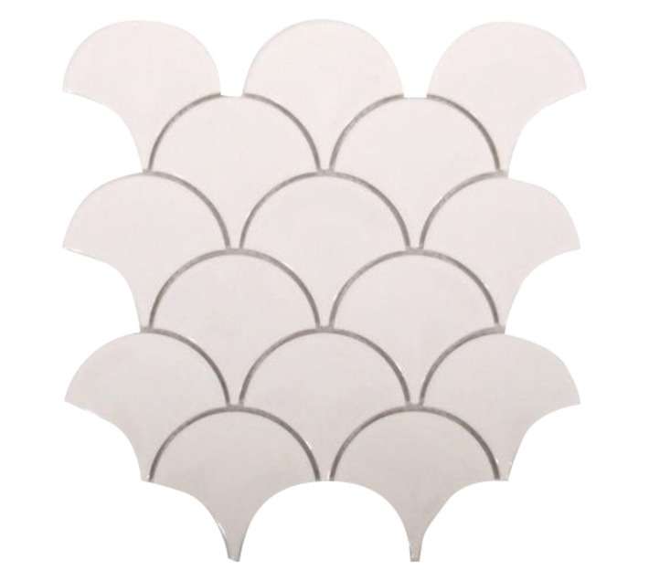 Douglas Jones 1300 Gloss Fan Mosaic Tile - White (90 x 85 x 8mm)