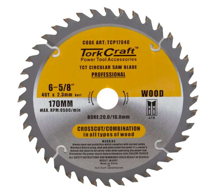 Tork Craft TCP17040 Contractors Circular Saw Blade (170mm)