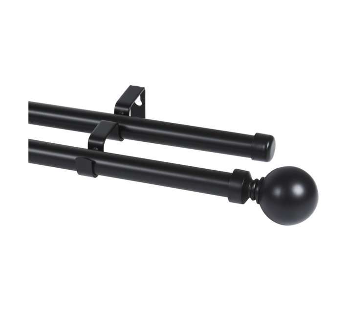 Design House Double Ball Curtain Rail - Black (2500mm)
