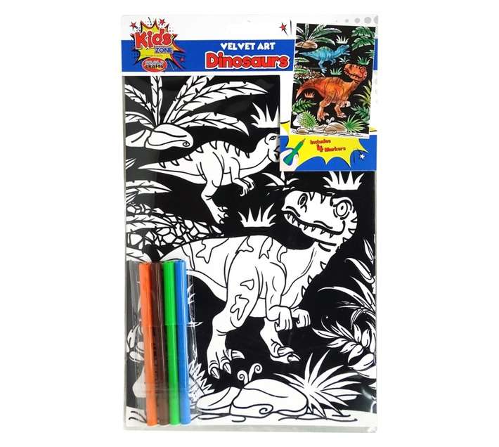Crazy Crafts 5 Piece Kids Zone Dinosaur Velvet Art