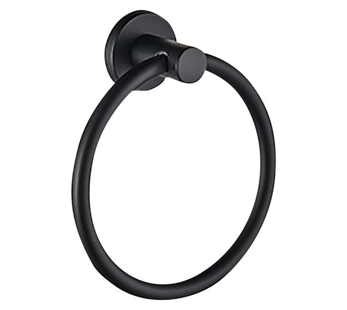 Lusso Bianco Towel Ring - Black (180 x 60 x 110mm)