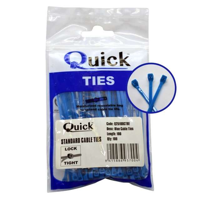 Quick Ties Cable Ties - Blue (2.5 x 100mm)