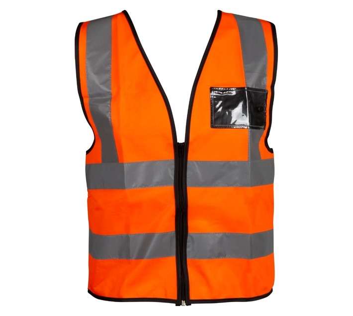 Hennox V023O- 2XL Reflective Zip and ID Pouch Vest - Orange (2XL)