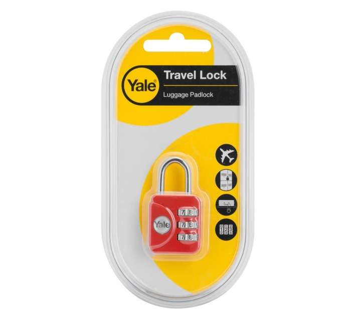 Yale Square Combination Travel Padlock - Red