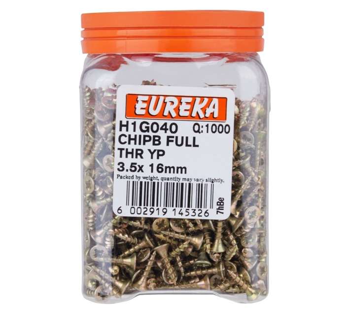 Eureka H1G040 3.5 x 16mm Chipboard Screw Full (1000 Pack)