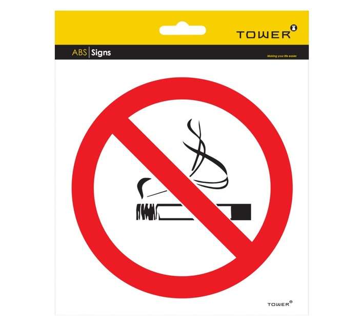 Tower No Smoking Sign - Black/Red/White (190 x 190mm)