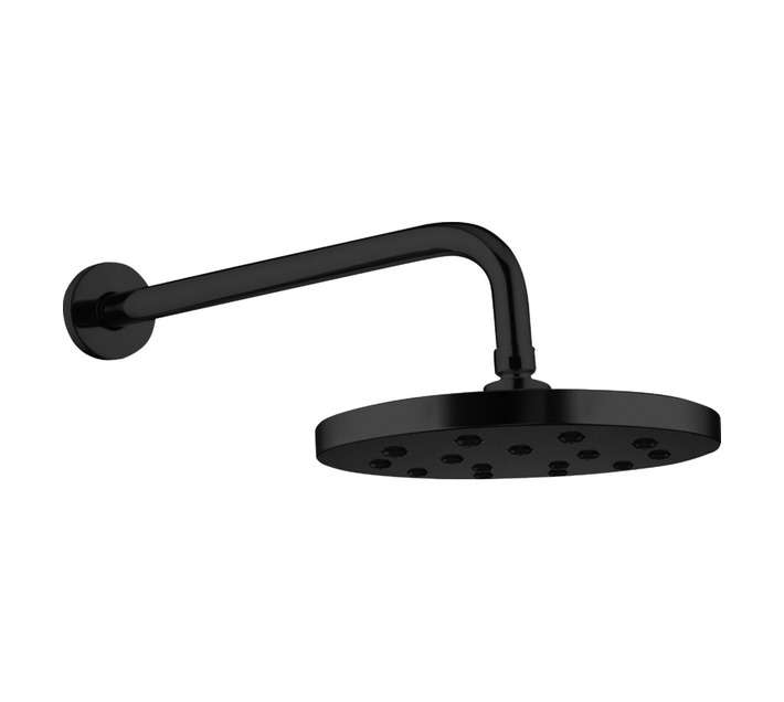 Lusso Round Showerhead with Arm - Black (200mm)