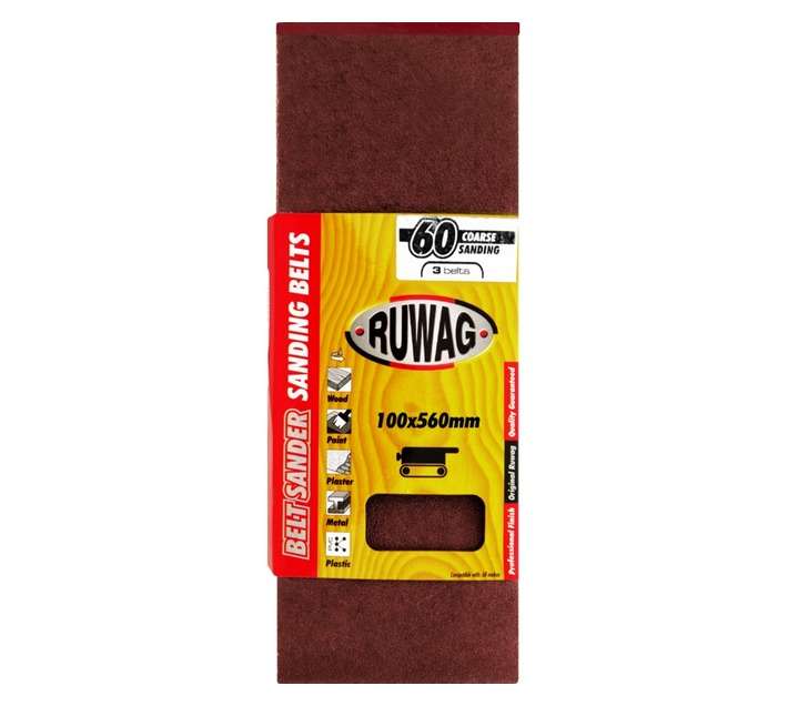 Ruwag 100 x 560mm P60 Sanding Belts (3 Pack)