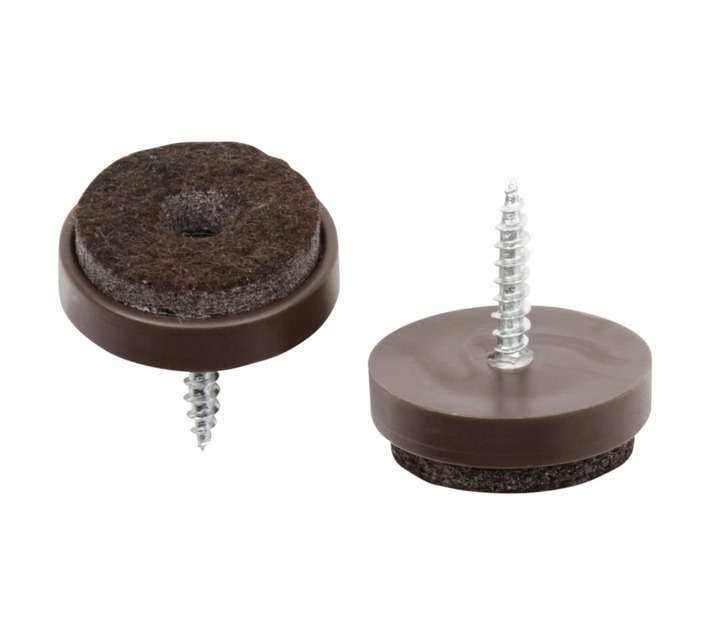 Safe Top Glides Plastic and Felt With Nail - Brown (24mm x 8 Pads)