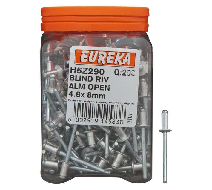 Eureka 200 x Blind Open Rivets (4.8 x 8mm)