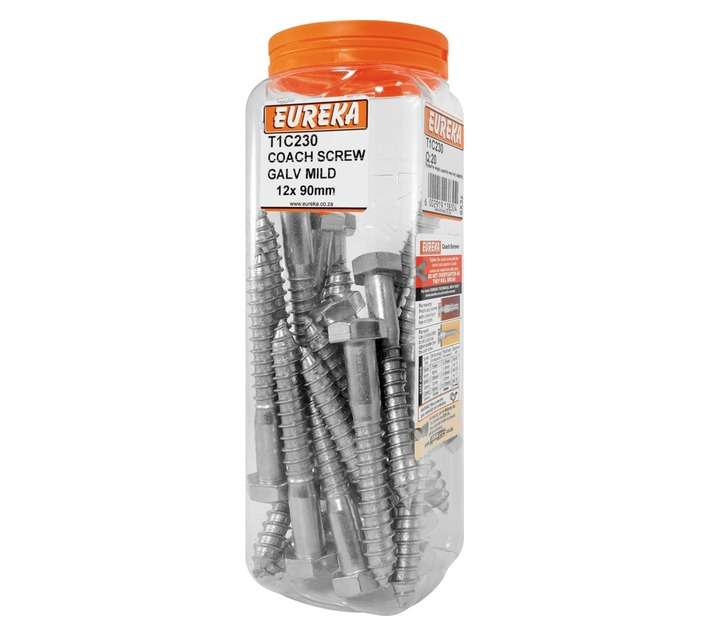 Eureka 12 x 90mm Coach Screw (Q20) Galvanised Mild